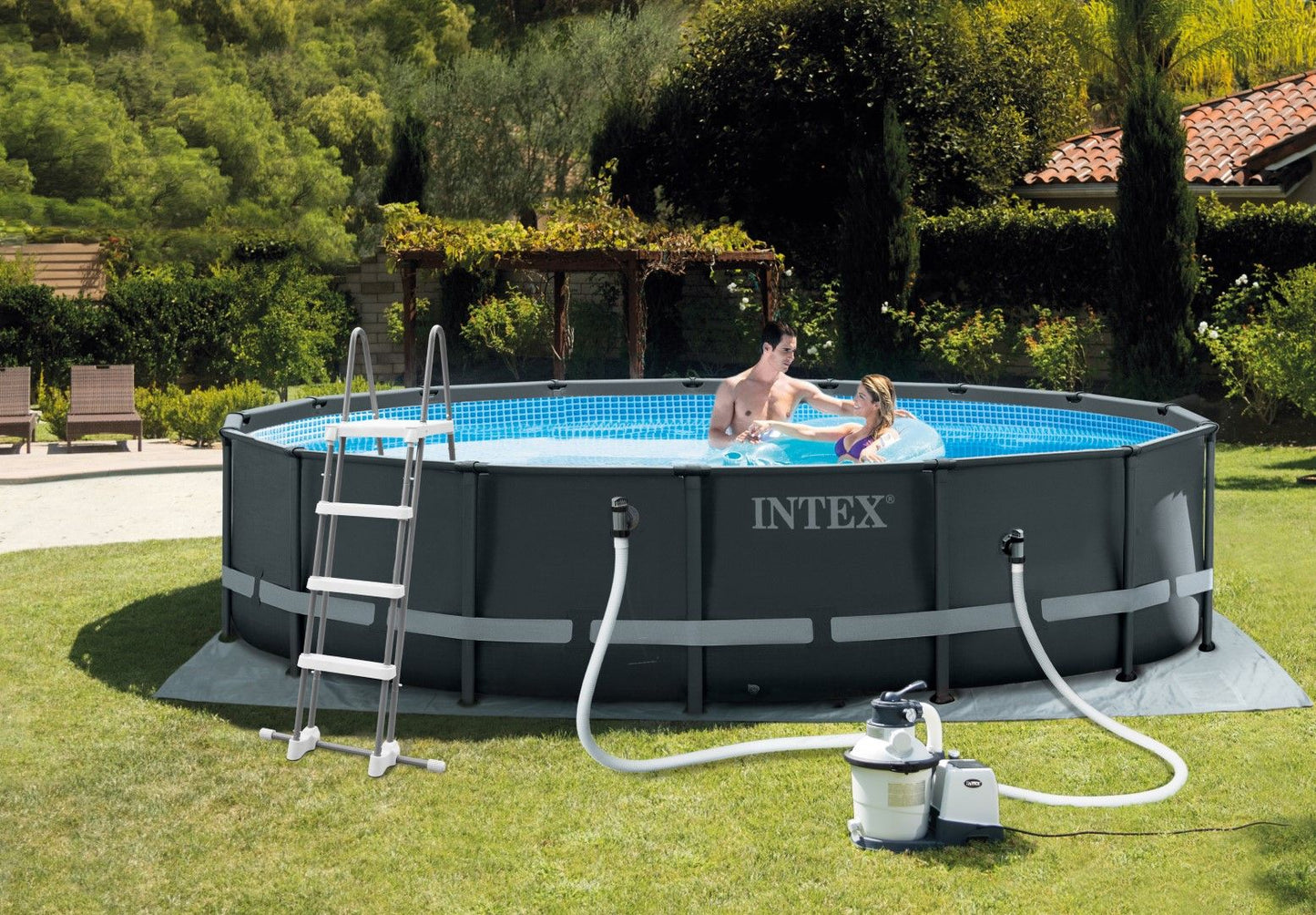 INTEX Ultra XTR Frame Pool Set 16ft x 48" ( 488cm x 122cm ) With Sand Filter Pump , Ladder, Pool Cover  Ground Cloth