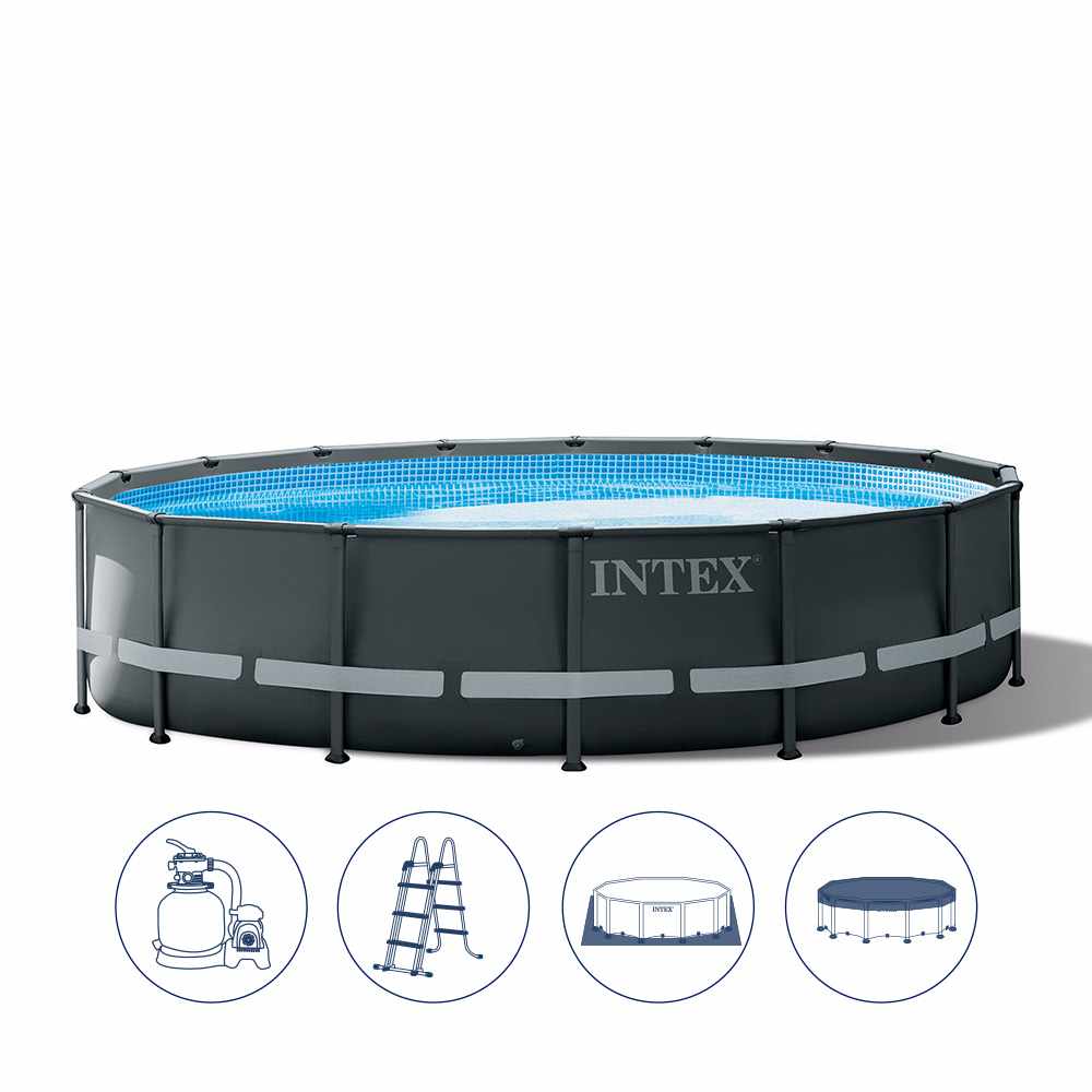 INTEX Ultra XTR Frame Pool Set 16ft x 48" ( 488cm x 122cm ) With Sand Filter Pump , Ladder, Pool Cover  Ground Cloth