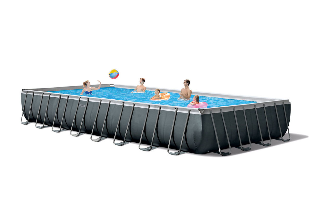 INTEX 32ft X 16ft X 52in Ultra XTR Rectangular Pool Set with Sand Filter Pump ,Ladder, Ground Cloth, Pool Cover