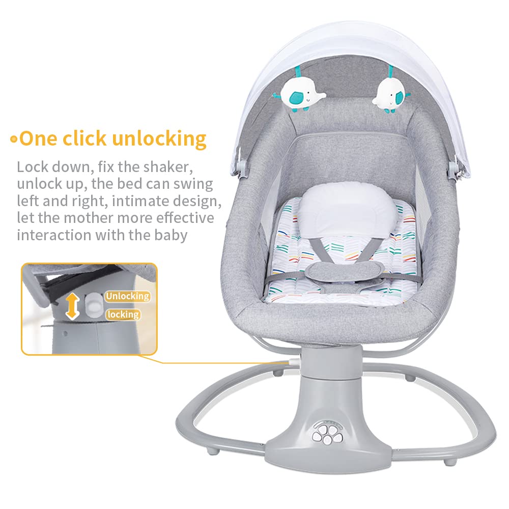 Mastela Baby Swing for Infants Rocking Chair with Remote Control 3-in-1 Adjustable backrest Baby Bouncer Electric Adjustable Rocking Chair