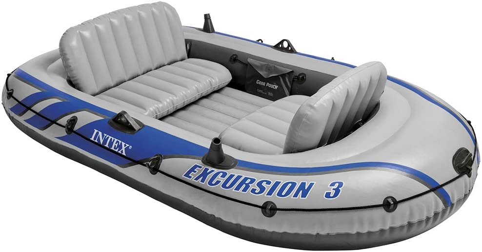 INTEX Excursion 3 Boat Set + Aluminium Oars + Pump L10.3ft x W5.4 ft x H1.4ft