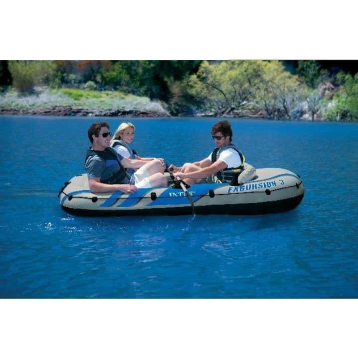 INTEX Excursion 3 Boat Set + Aluminium Oars + Pump L10.3ft x W5.4 ft x H1.4ft