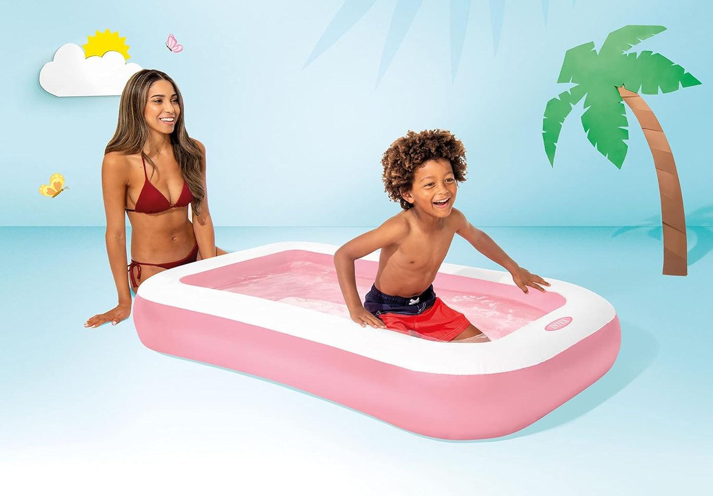 Intex 58423EP 65" x 39" Swim Center Inflatable Kids and Family Pool for All Ages | Pink