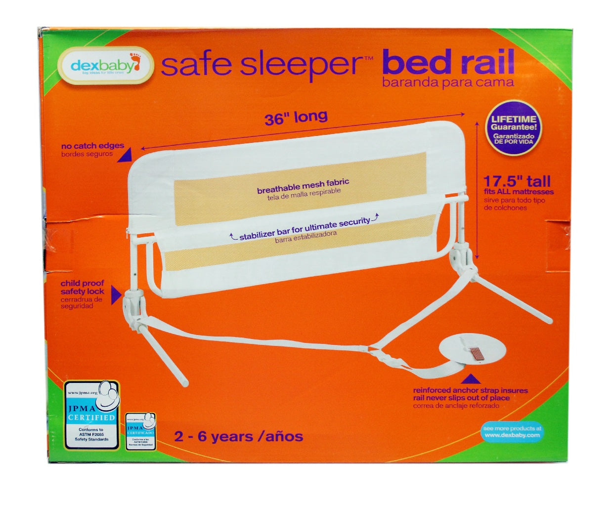 Dex Baby Safety Bed Rail 36" x 17.5" Extra Tall