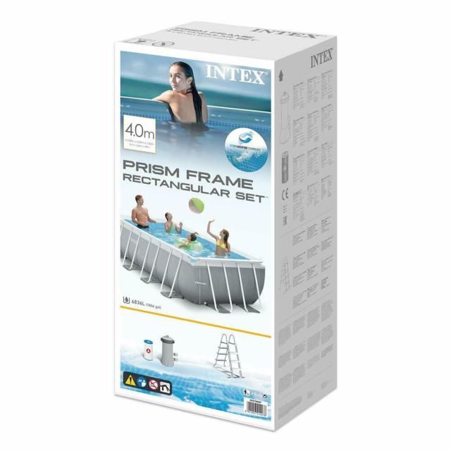 Intex Prism Frame Rectangular Swimming Pool (L 16ft x W 8ft x H 42")