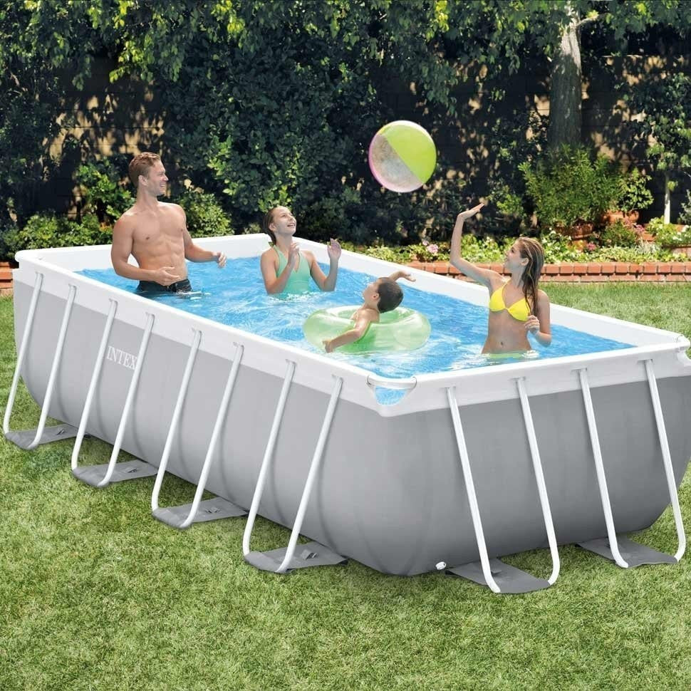 Intex Prism Frame Rectangular Swimming Pool (L 16ft x W 8ft x H 42")