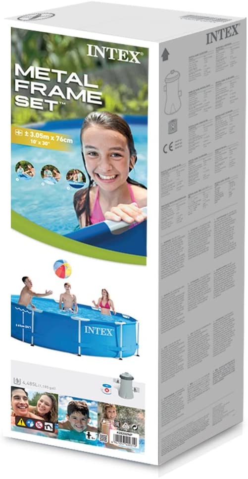 INTEX 10ft X 30in Round Metal Frame Pool ( 305 cm X 76 cm ) With Filter Pump