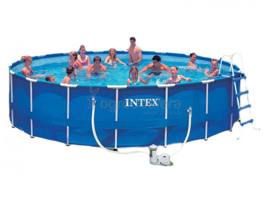 INTEX ( 24' x 52" ) Metal Frame Pool With Safety Ladder, Ground Cloth & Pool Cover