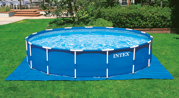 INTEX ( 24' x 52" ) Metal Frame Pool With Safety Ladder, Ground Cloth & Pool Cover