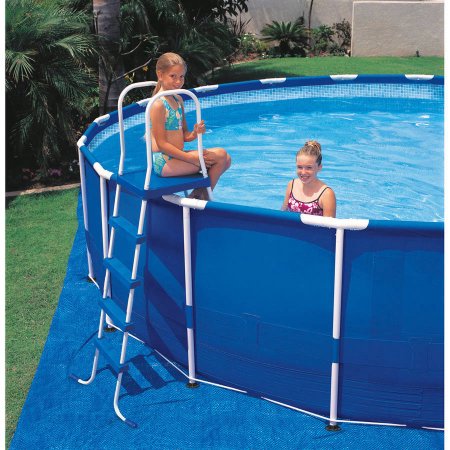 INTEX ( 24' x 52" ) Metal Frame Pool With Safety Ladder, Ground Cloth & Pool Cover