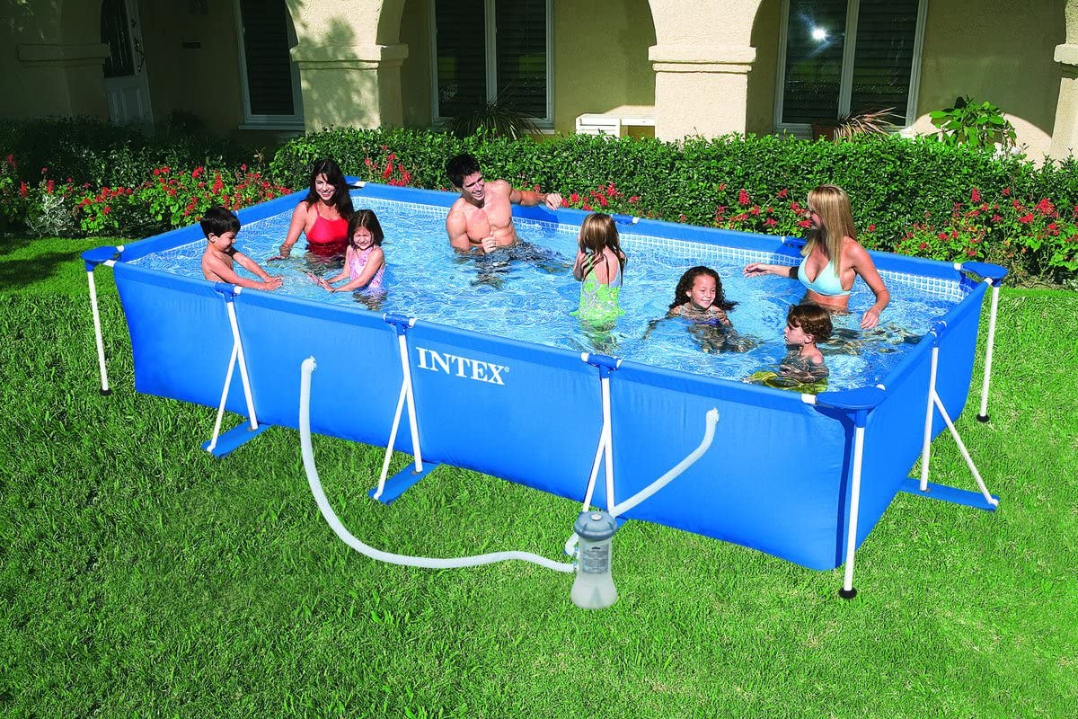 INTEX Small Frame Rectangular Pool 14.7' x 7.2' x 33" ( 4.5m X 2.2m X 0.84m ) With Water Filter Pump