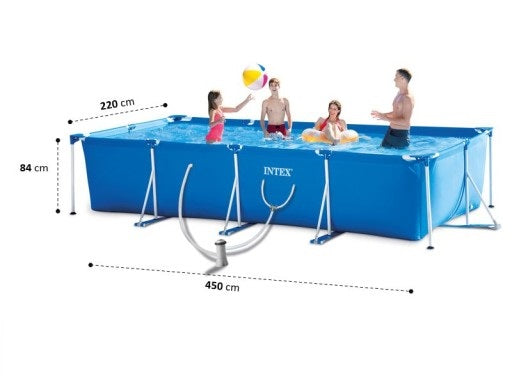 INTEX Small Frame Rectangular Pool 14.7' x 7.2' x 33" ( 4.5m X 2.2m X 0.84m ) With Water Filter Pump