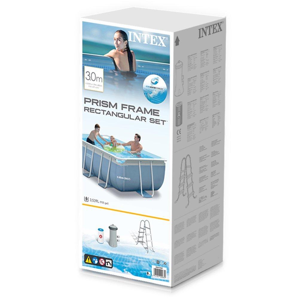 Intex Prism frame Pool (3.0m x 1.75m x 0.8m ) Rectangular With Filter Pump & Ladder