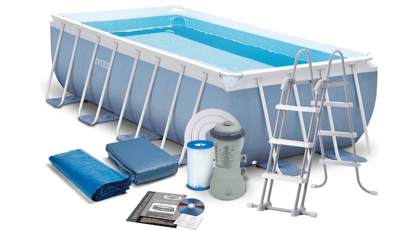 Intex Prism frame Pool Set (4.88m x 2.44m x 1.07m ) Rectangular With Filter Pump & Ladder