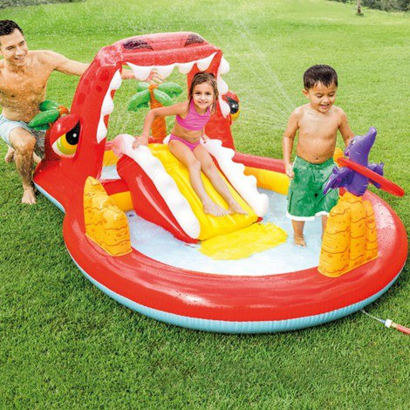 INTEX Happy Dino Play Center Pool For Kids With Toys 8ft 4"x8ft 4"x3ft.4"