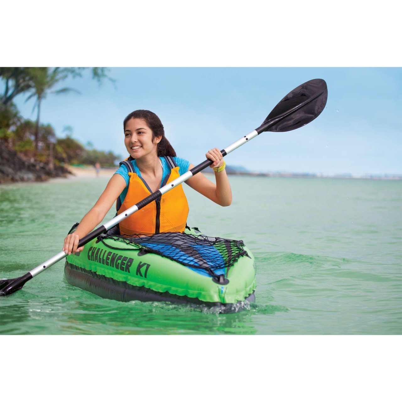 INTEX Boat Challenger K1 Kayak 1 Person With 86" Aluminum Oars & Air Pump